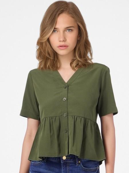 casual regular sleeves solid women green top