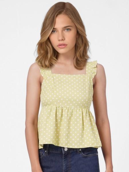 casual sleeveless printed women green top