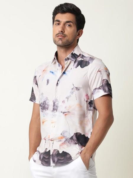 men slim fit printed casual shirt