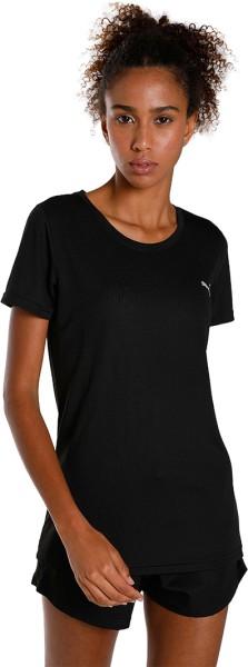 performance tee w women solid high neck polyester black t-shirt