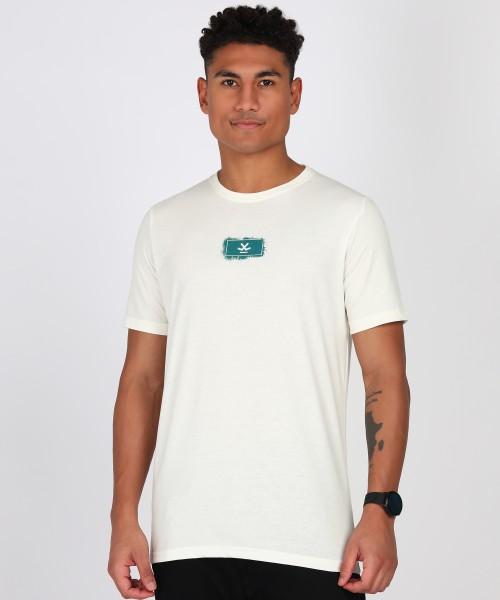 men solid round neck cotton blend white t-shirt