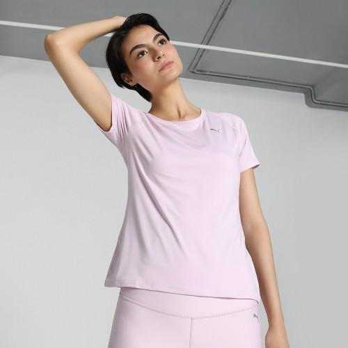 women solid round neck polyester purple t-shirt