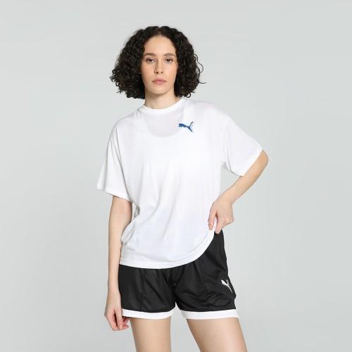 women solid crew neck polyester white t-shirt