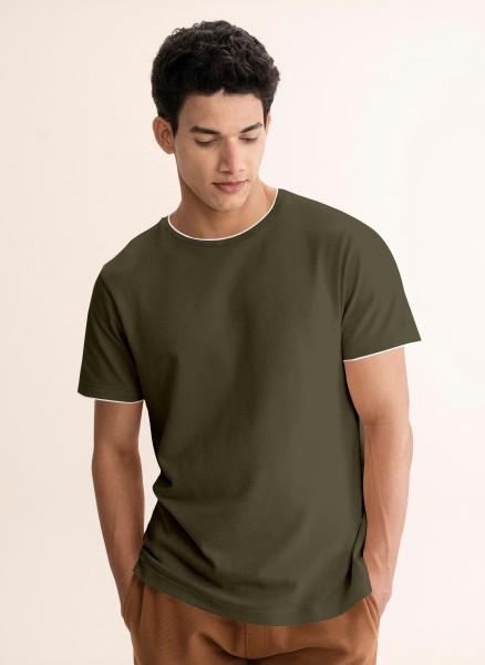 solid men round neck poly cotton dark green t-shirt