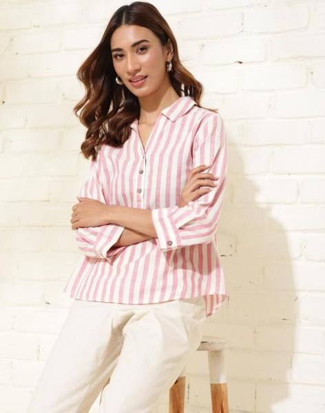 casual regular sleeves striped women white top