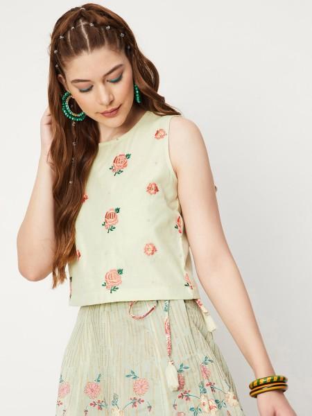 casual sleeveless printed women light green, green, pink top