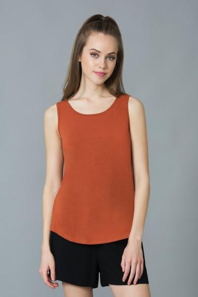 casual sleeveless solid women orange top