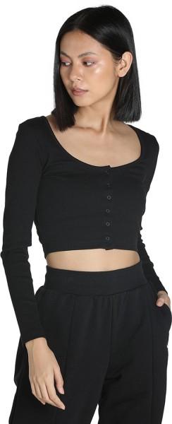 casual regular sleeves solid women black top