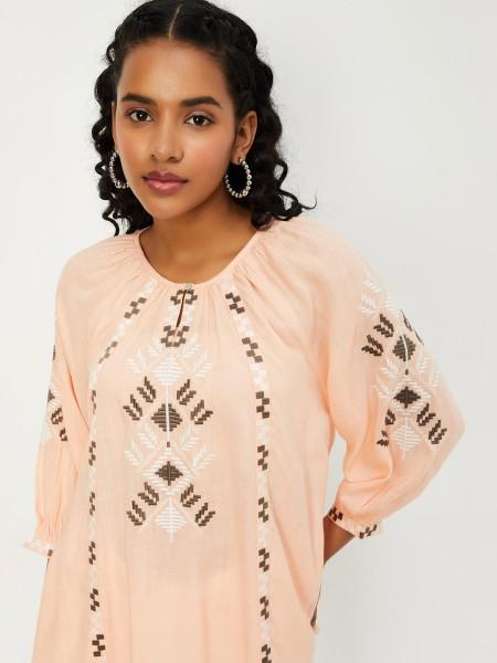 casual cap sleeves printed women orange, brown, white top