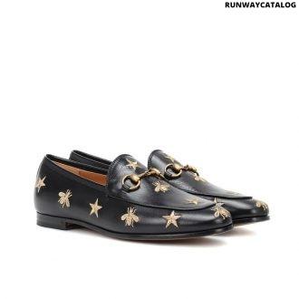 gucci jordaan embroidered black loafer