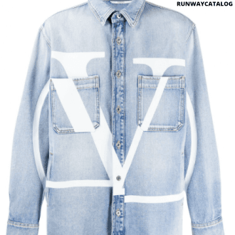 valentino oversized vlogo denim shirt