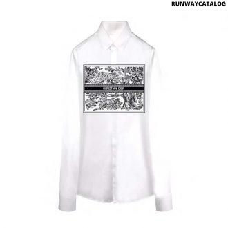 christian dior print logo white shirt