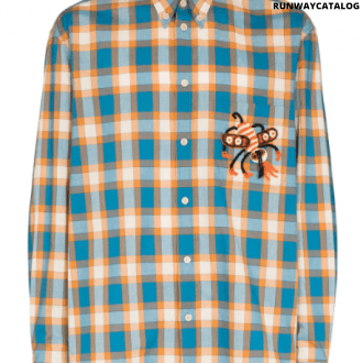 gucci gcci checkered flannel ls sht blu