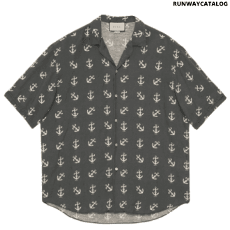 gucci anchor print bowling shirt