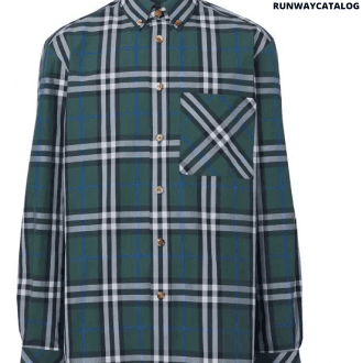 burberry green check cotton poplin shirt