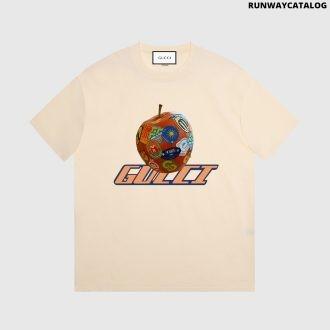 gucci apple print off-white t-shirt