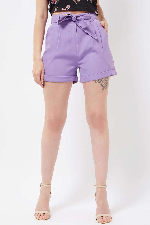 magre belted lavender shorts