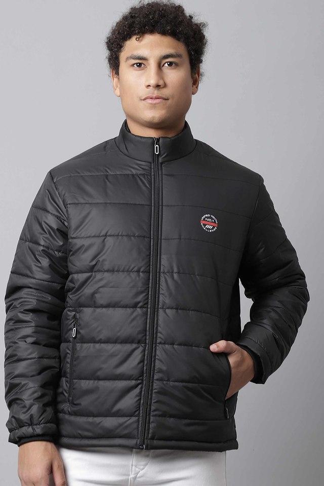 solid polyester regular fit mens padded jacket