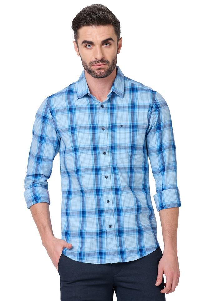 checks cotton regular fit mens casual shirt