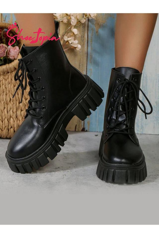 synthetic lace up women casual wear boots