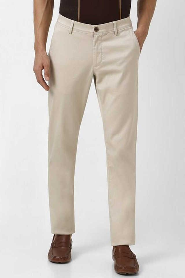 solid cotton blend slim fit mens work wear trousers