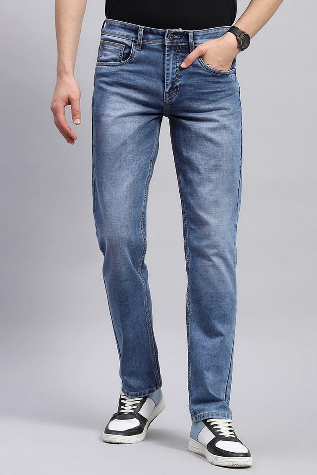 light wash cotton blend straight fit mens jeans