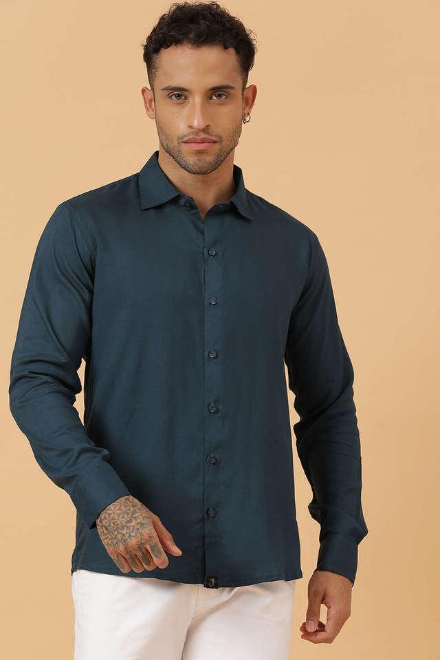 solid rayon slim fit mens casual shirt