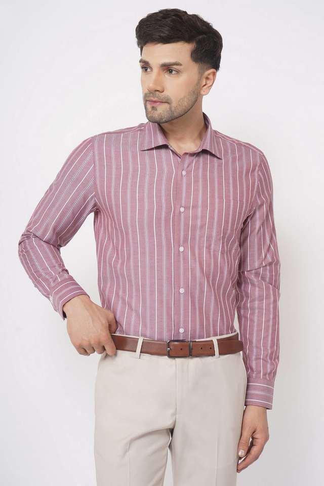 stripes cotton slim fit mens formal shirt