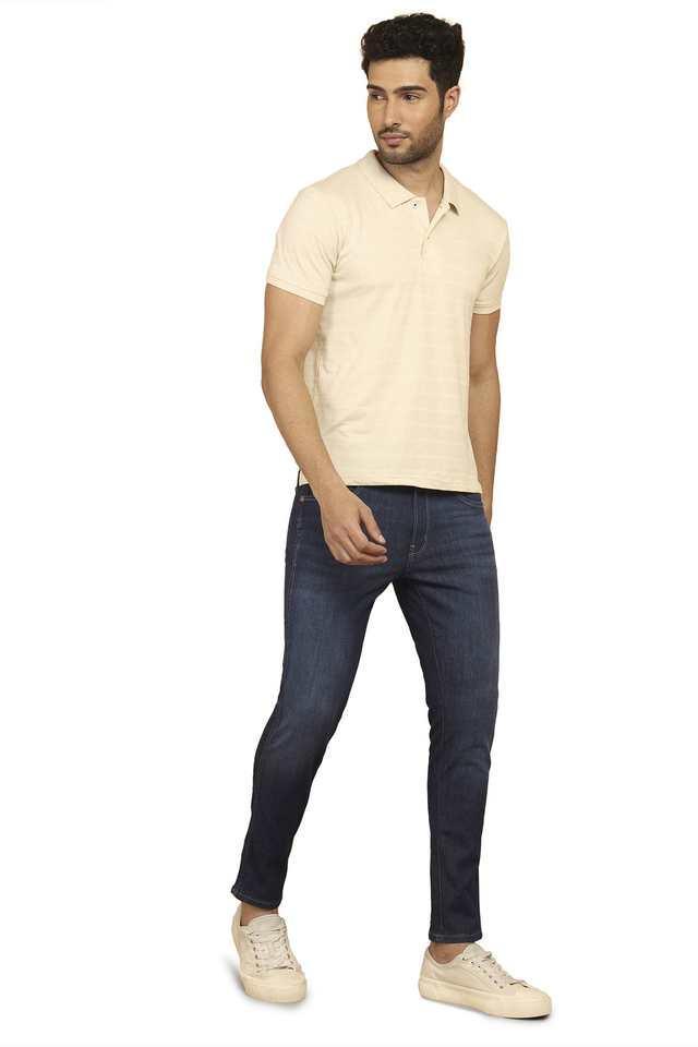 light wash polyester slim fit mens jeans