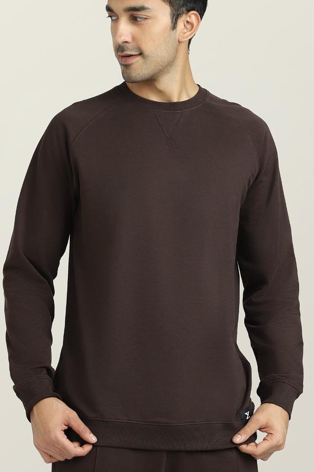 solid cotton blend regular fit mens sweatshirt