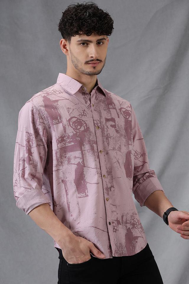 printed cotton regular fit mens casual shirt