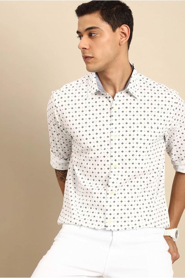 printed cotton blend regular fit mens casual shirt