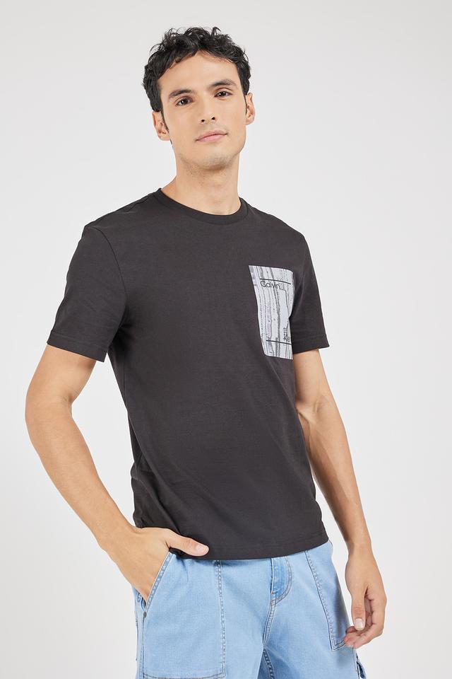 printed cotton blend crew neck mens t-shirt