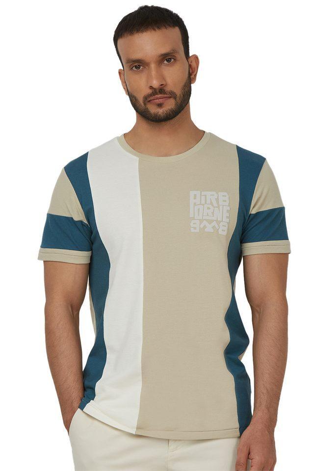 stripes cotton round neck mens t-shirt