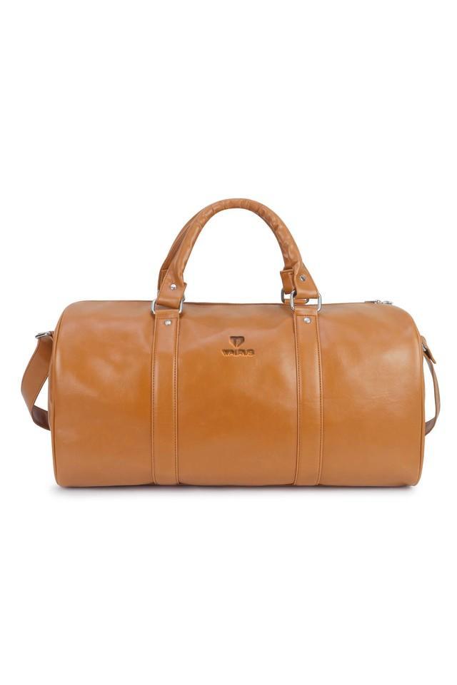 fusion faux leather zipper closure unisex duffle bag