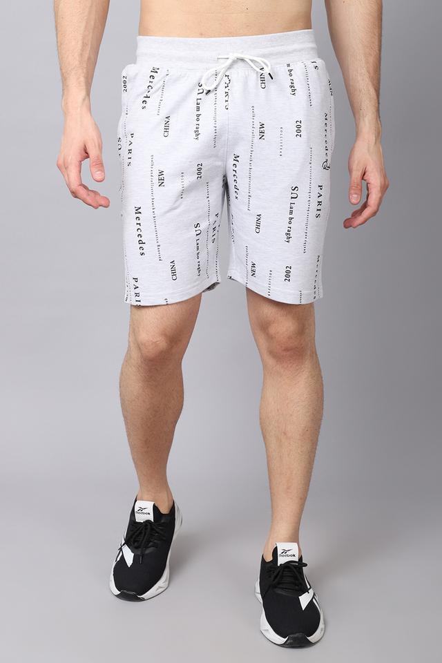 printed cotton blend slim fit mens shorts