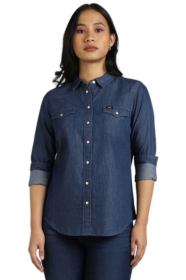 solid cotton womens casual wear shirt