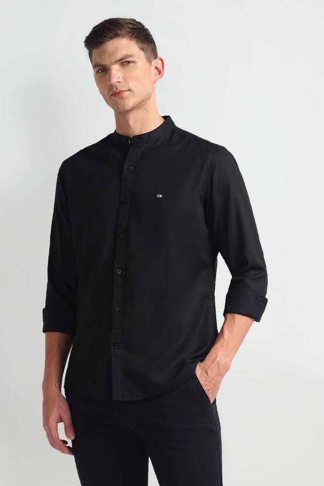 solid blended fabric slim fit mens casual shirt