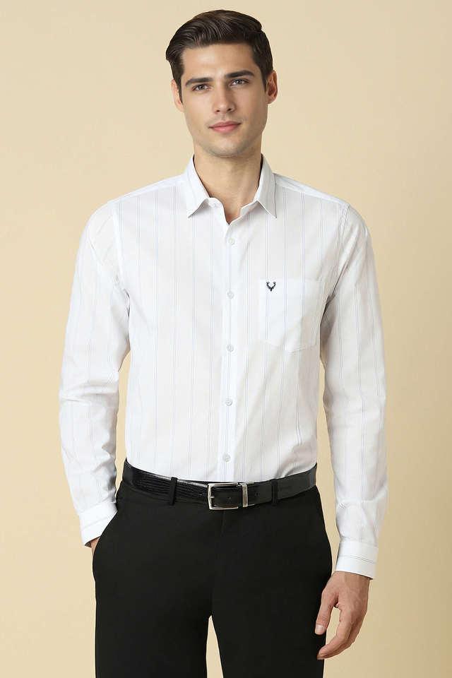 stripes cotton blend regular fit mens formal wear shirt