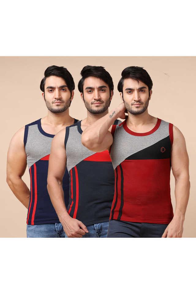 mens assorted pack of 3 cotton gym vest