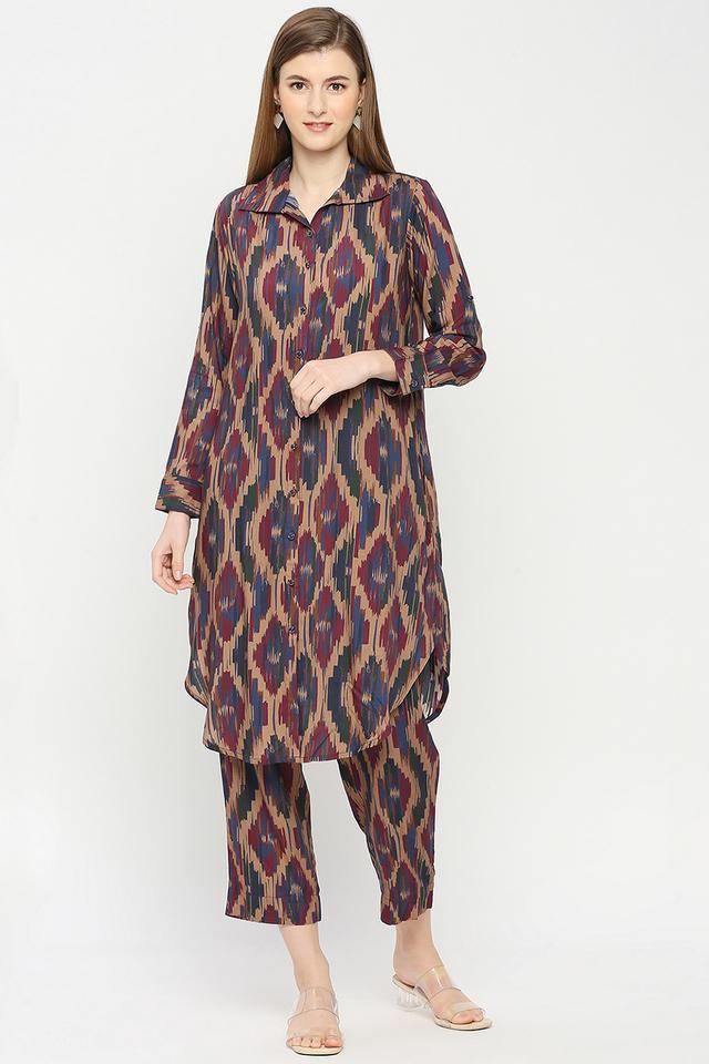 abstract viscose collar neck womens kurti