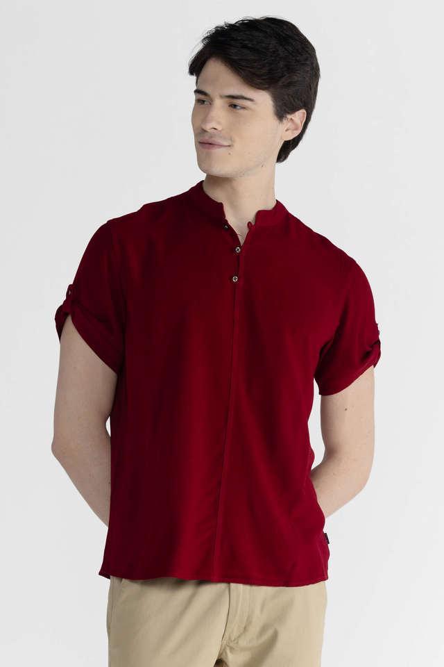 solid viscose blend slim fit mens casual shirt