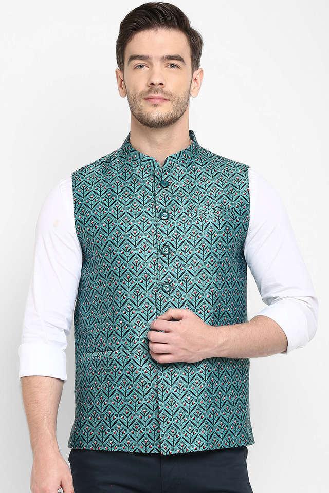 solid cotton blend slim fit mens nehru jacket