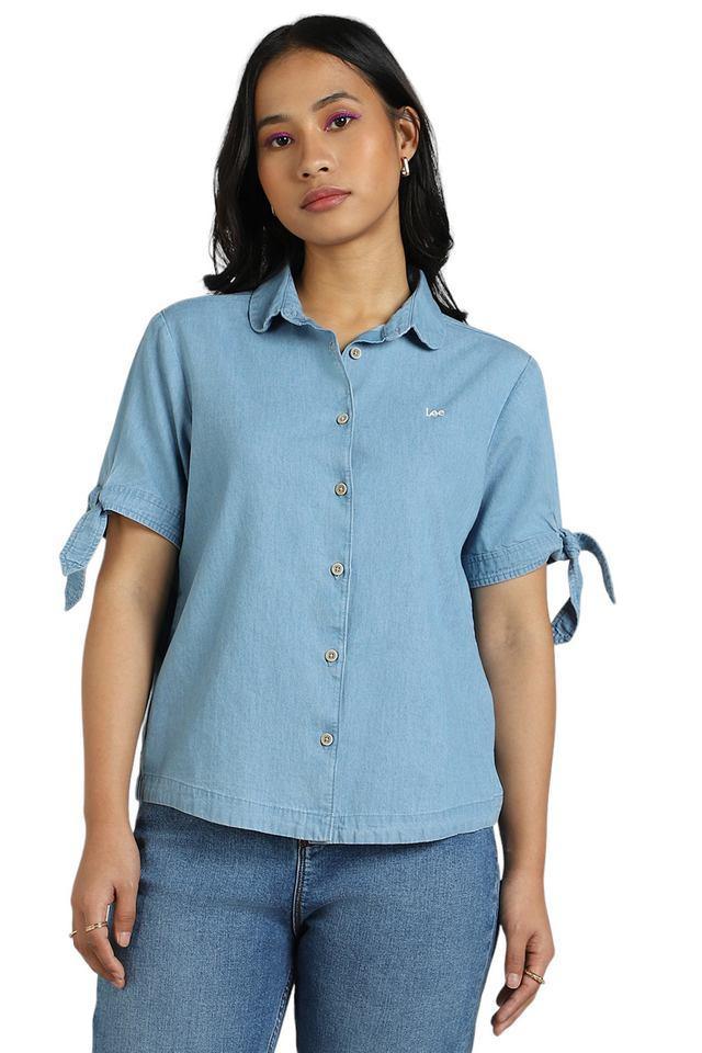 solid cotton womens casual wear shirt