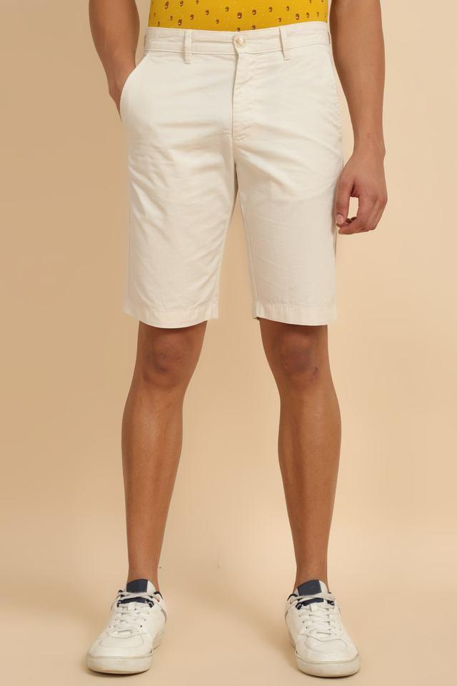 solid cotton button mens shorts