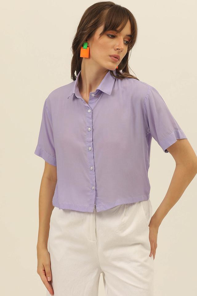 solid collared modal womens casual wear shirt