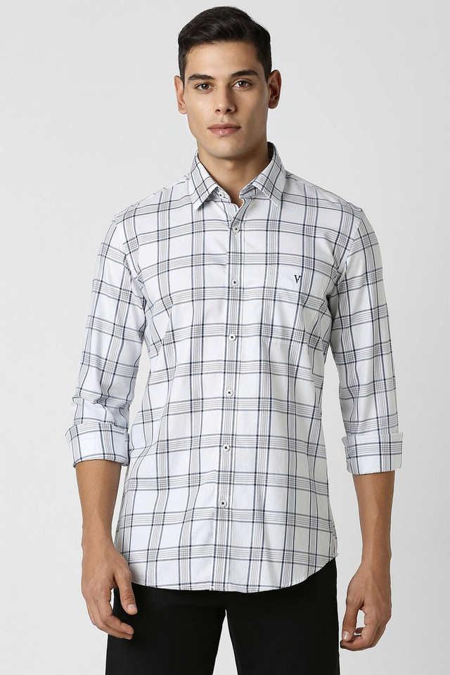 checks cotton slim fit mens casual shirt