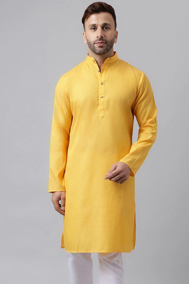 textured polyester regular fit mens kurta