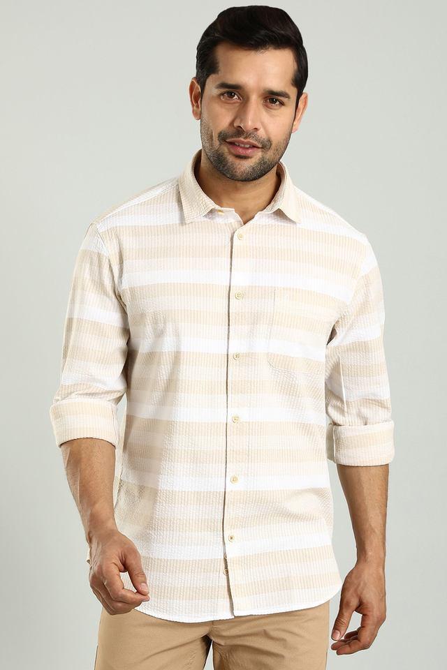 stripes cotton slim fit mens casual shirt