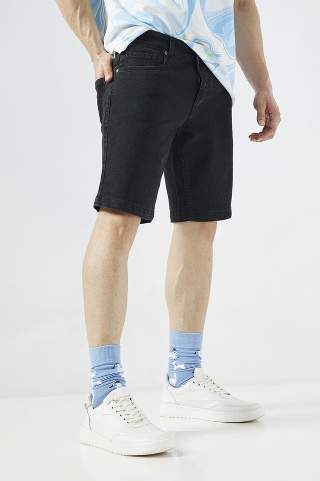 solid blended fabric mens shorts